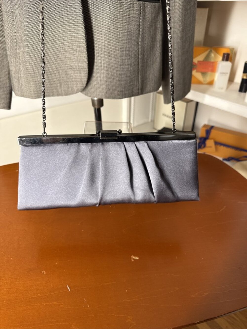 Vintage Gunne Sax Jessica McClintock Clutch Gray Formal Cocktail Party Purse